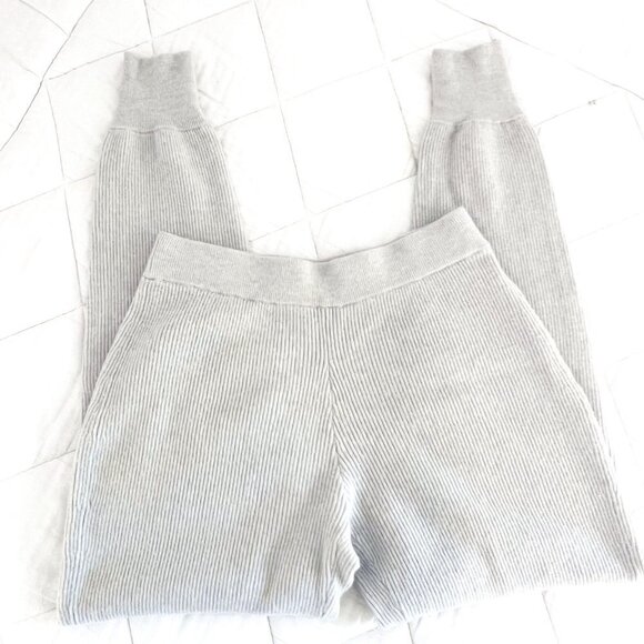 Duffy Light Gray/Grey Cream Ribbed Wool Cashmere Blend Joggers Size Extra Small - Picture 6 of 16